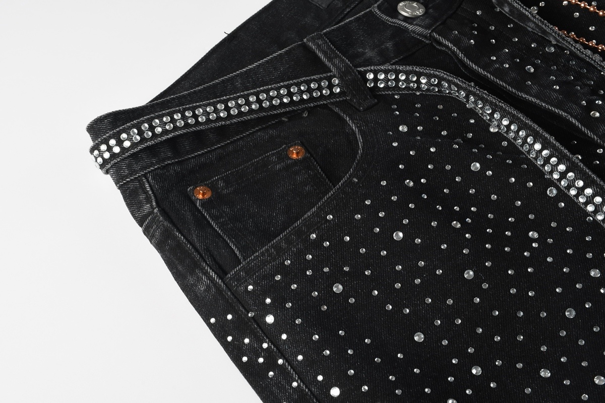 Men’s Purp Brand Baggy‑Fit Rhinestone Denim Jeans, Brand New With All Tags | Style PU9128 - Image 6