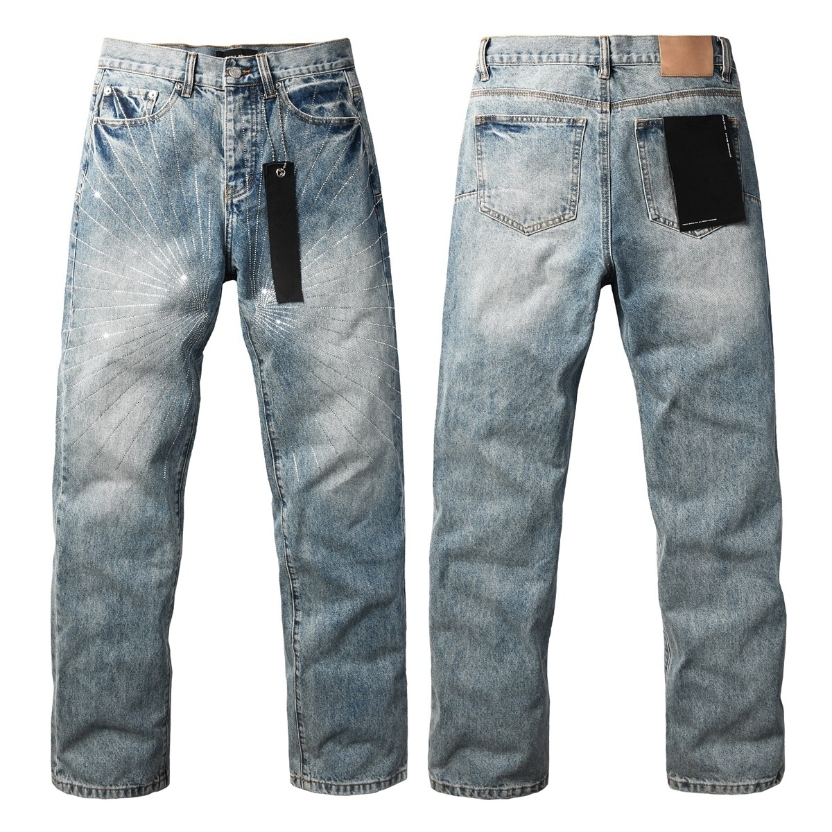 Men’s Purp Brand Straight‑Fit Rhinestone Denim Jeans, Brand New With All Tags | Style PU9138