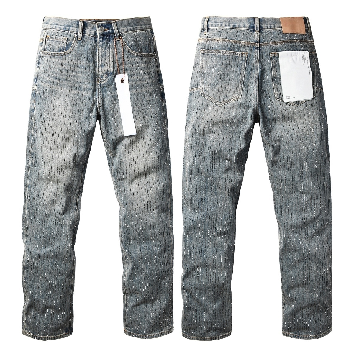 Men’s Purp Brand Straight‑Fit Rhinestone Denim Jeans, Brand New With All Tags | Style PU9140