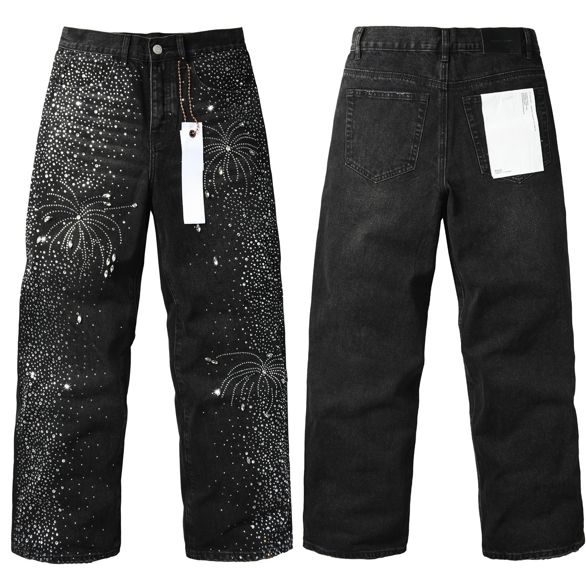 Men’s Purp Brand Baggy‑Fit Rhinestone Denim Jeans, Brand New With All Tags | Style PU9125